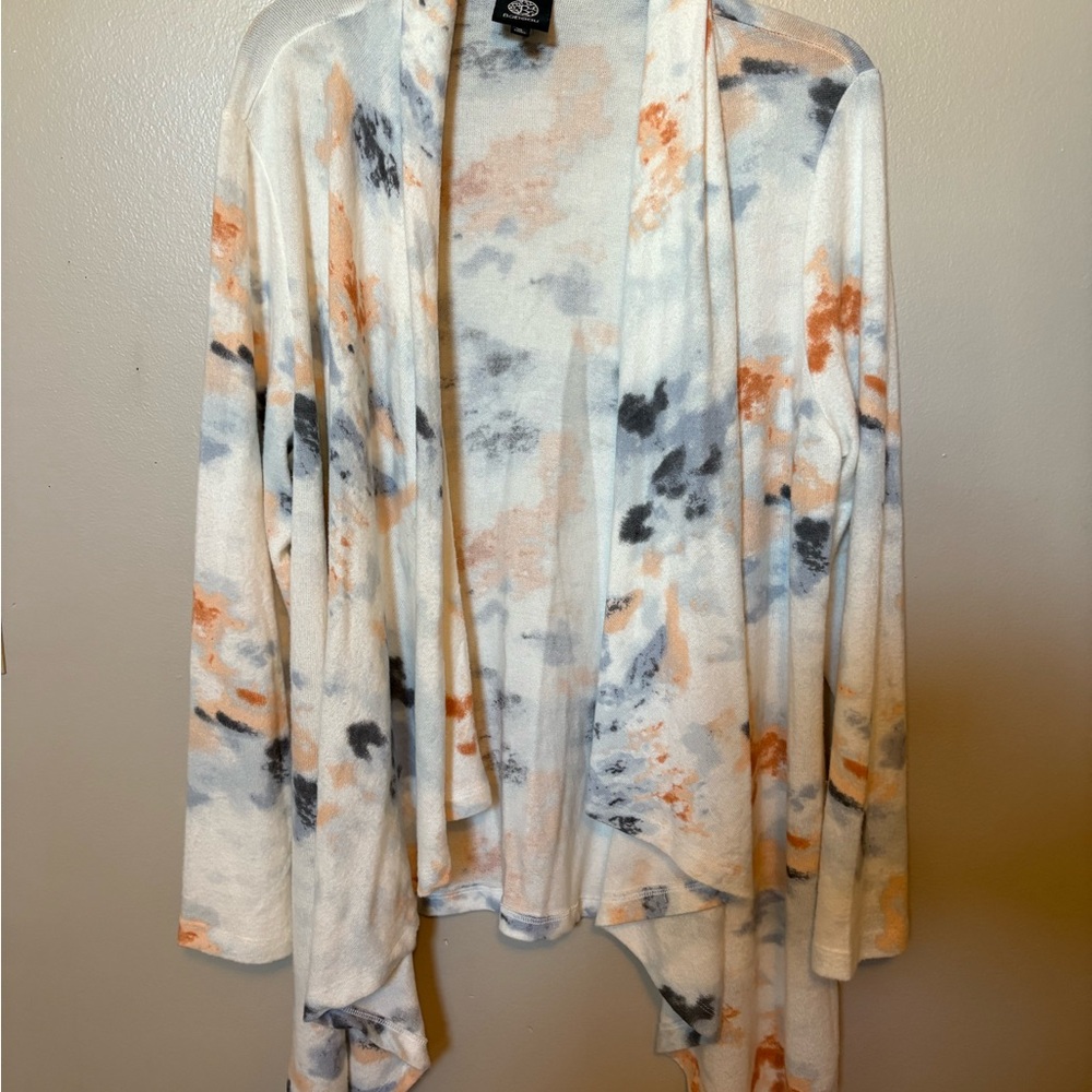Bobeau Multicolor Open Front Cardigan XL